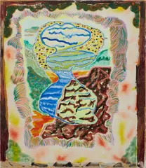 Shara Hughes, Magic Hour, 2016, oil, acrylic, spray paint and dye on canvas