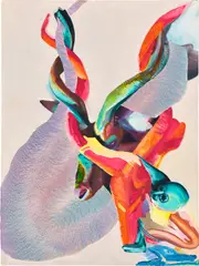 Under questionable jurisdiction by Ilana Savdie, 2020, oil, acrylic and beeswax on canvas over panel, sold May 2024