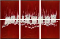 Gary Simmons, Study for Hollywood, 2008, oil and pigment on gessoed paper, in 6 parts