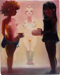 Three Girls by Lisa Yuskavage, 1996, oil on linen, sold May 2024