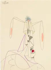 Circus Figure by George Condo, pastel and gouache on paper, sold May 2024