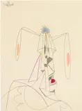 George Condo, Circus Figure, pastel and gouache on paper