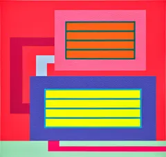 Peter Halley, In the Game, 2007, acrylic, fluorescent acrylic and Roll-a-Tex on canvas