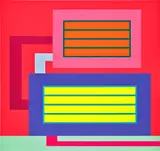 Peter Halley, In the Game, 2007, acrylic, fluorescent acrylic and Roll-a-Tex on canvas