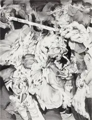 Catching Feelings by Anna Park, 2020, charcoal on paper mounted to panel, offered May 2024