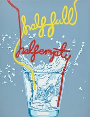 Half Full Half Empty Aluminum by Joel Mesler, 2023, color screenprint on aluminum, sold May 2024