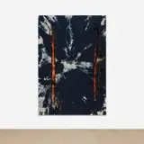 Korakrit Arunanondchai, Untitled (History Painting), 2014, denim and inkjet print on canvas