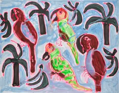The Gallery Inn by Katherine Bernhardt, 2015, acrylic and spray paint on canvas, sold May 2024