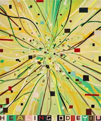 Jules de Balincourt, Healing to Die You, 2009, oil and acrylic on panel