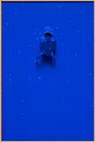Calvin Marcus, Blue Devil, 2018, Cel-vinyl, ceramic and Flashe on aluminum panel, in artist's frame