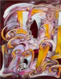 Expanse (Three Figures) by Yuan Fang, 2022, acrylic and spray paint on canvas, sold Sep 2024