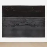 Theaster Gates, Creamy Rich Sky, Asphalt Horizon Roll, 2014, wood, rubber, tar and metal