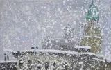 Stephen Tashjian, Snowfall over the east village, 1994, acrylic on canvas