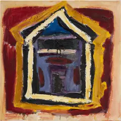 Joan Snyder, House I, 1983, oil and fabric on canvas