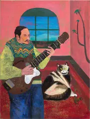 Justin Williams, Walking scorpion, John played guitar to no one, 2024, oil, acrylic and pigment on canvas