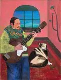 Justin Williams, Walking scorpion, John played guitar to no one, 2024, oil, acrylic and pigment on canvas