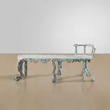 Francesca DiMattio, Sevres Mint Bench, 2022, paper pulp on wood, acrylic and automotive paint