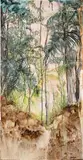 Margery Thomas-Mueller, Paradise Walking 8, 2020, watercolor on Yupo paper affixed to foam board