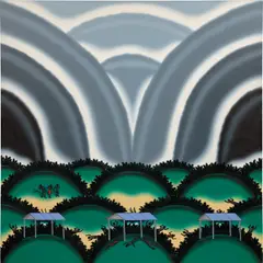 Jonestown by Roger Brown, 1980, oil on canvas, sold Sep 2024