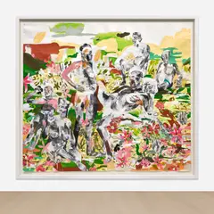 Wardell Milan, The Age of Blossoms, 2016, graphite, charcoal, color pencil, pastel, oil pastel, acrylic, oil, gesso and cut-and-pasted paper on paper
