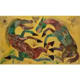 Chico da Silva and the Pirambu School, Two Horses, 1970, oil on canvas