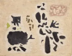 Willi Baumeister, Composition, 1950, oil and putty on hardboard