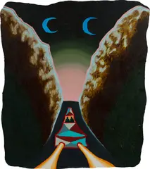 Eliot Greenwald, Night Car (expansive taste), 2020, oilstick on canvas