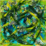 Ryan Cosbert, Nostalgia, 2022, acrylic, cowrie shells and sand on canvas