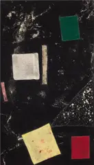 Sterling Ruby, BC (3603), 2012, fabric, paint, glue, and bleached canvas on panel