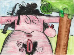 Carroll Dunham, Untitled, 2009, watercolor, crayon and pencil on paper
