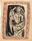 Louis Fratino, The Devil, 2018, glue and ink on newsprint