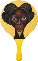 Untitled (Paddle) by vanessa german, 2016, acrylic paint on racket, sold Sep 2024