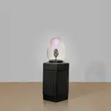 Max Hooper Schneider, Plasm(o)void 6, 2018, Borosilicate oviform, uranium glass sculpture, repurposed waste bin, automotive paint, noble gases, aluminum, rubber and custom electronics