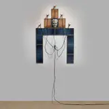 Christian Boltanski, Monument, 1986, 14 photographs, in artist's frames, light bulbs and electrical wires