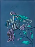 Julien Ceccaldi, Shopping Mantis (Bleu Noir Iridescent), 2021, acrylic on canvas