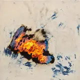 Korakrit Arunanondchai, Untitled (History Painting), 2014, denim and inkjet print on canvas