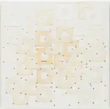 Tom Burr, white out one (reprise/reprise), 2009, paint, 45 record sleeves and pushpins on plywood board, with Plexiglas cover
