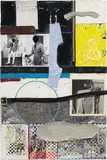 Troy Montes-Michie, Figure/Ground, 2019, cut paper, photographs, polyester thread, papier-mâché, leather belt, cut clothing, tape, graphite, ink, grease pencil, acrylic and woven paper on stretched linen