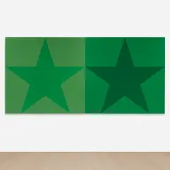 Star (7738, 355, 342) by Lucien Smith, 2017, acrylic on canvas, in 2 parts, sold Sep 2024