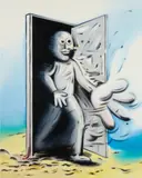 Ryan Travis Christian, Big Hand Travelin' Man, 2021, graphite, oil and varnish on canvas over panel