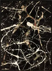 Jackson Pollock, Untitled, 1948, oil, enamel, pebbles and cut-outs on paper mounted on Masonite