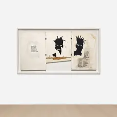 Self-Portrait by Jean-Michel Basquiat, 1983, acrylic, oil, oilstick and paper collage on wood, triptych, offered Nov 2024