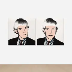 Andy Warhol, Self-Portrait, 1981, synthetic polymer paint and silkscreen ink on canvas, diptych