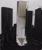 New York Skyscrapers by Andy Warhol, 1981, synthetic polymer paint, diamond dust and silkscreen ink on canvas, sold Nov 2024