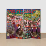 Maija Peeples-Bright, Goose Grand with Geraniums, 1970, oil on Baltic birch panels, double-sided, in 4 parts