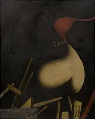 Kurt Seligmann, Sur les Barricades, 1929, oil on wood panel