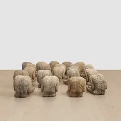 21 Backs by Magdalena Abakanowicz, 1982, burlap with resin, sold Nov 2024