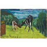 Milton Avery, Friendly Bovines, 1933, oil on canvasboard