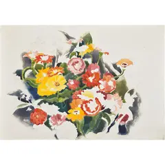 Charles Demuth, Zinnias, 1926, pencil and watercolor on paper