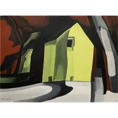 Oscar Florianus Bluemner, Black by Gold, 1934, casein varnish on board